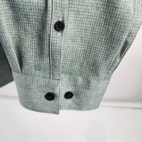 01.Algo Dress Shirt Mens XL Kombu Green Check L/S Performance Button Up - Picture 5 of 6
